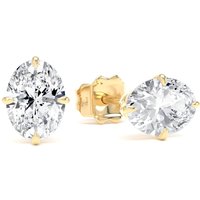 18ct Yellow Gold Compass Set 1.00cttw Oval Cut Lab Grown Diamond Solitaire Stud Earrings