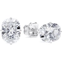 18ct White Gold Compass Set 1.50cttw Elongated Cushion Cut Lab Grown Diamond Solitaire Stud Earrings