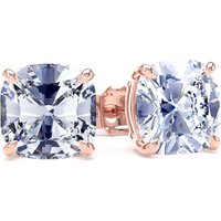18ct Rose Gold 4.00cttw Cushion Cut Lab Grown Diamond Solitaire Stud Earrings