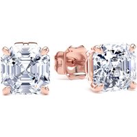 18ct Rose Gold 2.00cttw Asscher Cut Lab Grown Diamond Solitaire Stud Earrings