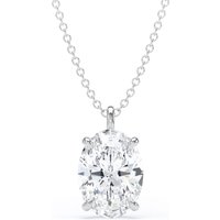 9ct White Gold 2.00cttw Oval Cut Solitaire Lab Grown Diamond Pendant