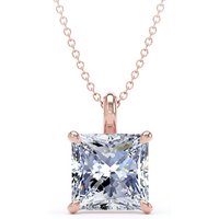 9ct Rose Gold 4.00cttw Princess Cut Lab Grown Diamond Pendant