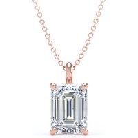 18ct Rose Gold 2.50cttw Emerald Cut Lab Grown Diamond Pendant