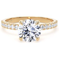 18ct Yellow Gold Round 1.70cttw Lab Grown Diamond Set Shoulder Solitaire Engagement Ring - Ring Size Q
