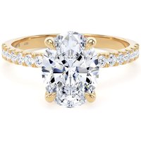 18ct Yellow Gold 2.20cttw Oval Lab Grown Diamond Set Shoulder Solitaire Engagement Ring - Ring Size O