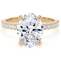 18ct Yellow Gold 2.70cttw Oval Lab Grown Diamond Set Shoulder Solitaire Engagement Ring - Ring Size Q