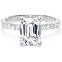 Platinum 2.20cttw Emerald Cut Lab Grown Diamond Set Shoulder Solitaire Engagement Ring - Ring Size K
