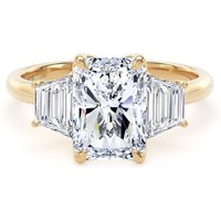 18ct Yellow Gold 2.70cttw Radiant and Trapezoid Cut Lab Grown Diamond 3 Stone Engagement Ring - Ring Size I