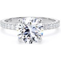 Platinum 2.20cttw Round Lab Grown Diamond Set Shoulder Solitaire Engagement Ring - Ring Size L