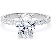 Platinum 1.70cttw Oval Lab Grown Diamond Set Shoulder Solitaire Engagement Ring - Ring Size O