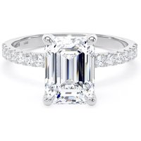 Platinum 2.70cttw Emerald Cut Lab Grown Diamond Set Shoulder Solitaire Engagement Ring - Ring Size K