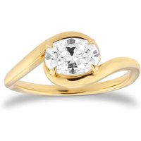 9ct Yellow Gold 1.00cttw Oval Cut Lab Grown Diamond Solitaire Fluid Ring - Ring Size L