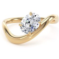 9ct Yellow Gold 1.00cttw Oval Cut Lab Grown Diamond Soitaire Wave Ring - Ring Size N