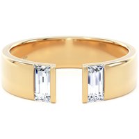9ct Yellow Gold 0.50cttw Double Baguette Cut Lab Grown Diamond Open Band Ring - Ring Size O