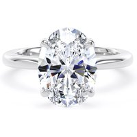 18ct White Gold 3.00cttw Oval Cut Lab Grown Diamond Solitaire Engagement Ring - Ring Size P.5