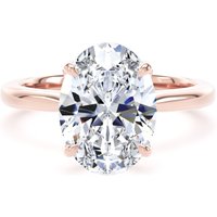 18ct Rose Gold 3.00cttw Oval Cut Lab Grown Diamond Solitaire Engagement Ring - Ring Size F.5