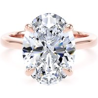 18ct Rose Gold 5.00cttw Oval Cut Lab Grown Diamond Solitaire Engagement Ring - Ring Size U.5