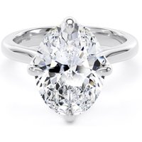 Platinum Compass Set 4.00cttw Oval Cut Lab Grown Diamond Solitaire Engagement Ring - Ring Size Q.5