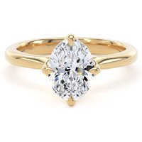 18ct Yellow Gold Compass Set 1.50cttw Oval Cut Lab Grown Diamond Solitaire Engagement Ring - Ring Size L