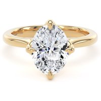 18ct Yellow Gold Compass Set 2.00cttw Oval Cut Lab Grown Diamond Solitaire Engagement Ring - Ring Size X.5