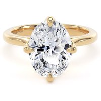 18ct Yellow Gold Compass Set 3.00cttw Oval Cut Lab Grown Diamond Solitaire Engagement Ring - Ring Size J