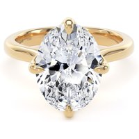 18ct Yellow Gold Compass Set 4.00cttw Oval Cut Lab Grown Diamond Solitaire Engagement Ring - Ring Size N.5