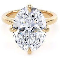 18ct Yellow Gold Compass Set 7.00cttw Oval Cut Lab Grown Diamond Solitaire Engagement Ring - Ring Size F