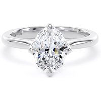 18ct White Gold Compass Set 1.50cttw Oval Cut Lab Grown Diamond Solitaire Engagement Ring - Ring Size I