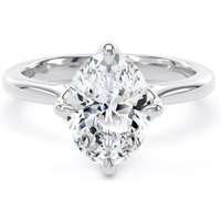 18ct White Gold Compass Set 2.00cttw Oval Cut Lab Grown Diamond Solitaire Engagement Ring - Ring Size M.5