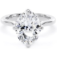 18ct White Gold Compass Set 3.00cttw Oval Cut Lab Grown Diamond Solitaire Engagement Ring - Ring Size U.5