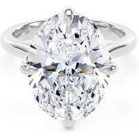 18ct White Gold Compass Set 7.00cttw Oval Cut Lab Grown Diamond Solitaire Engagement Ring - Ring Size V