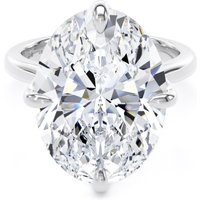 18ct White Gold Compass Set 10.00cttw Oval Cut Lab Grown Diamond Solitaire Engagement Ring - Ring Size U.5