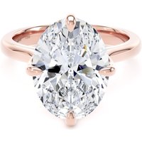 18ct Rose Gold Compass Set 5.00cttw Oval Cut Lab Grown Diamond Solitaire Engagement Ring - Ring Size Q.5
