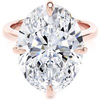 18ct Rose Gold Compass Set 10.00cttw Oval Cut Lab Grown Diamond Solitaire Engagement Ring - Ring Size J