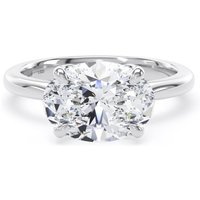 Platinum East-West 3.00cttw Oval Cut Lab Grown Diamond Solitaire Engagement Ring - Ring Size J