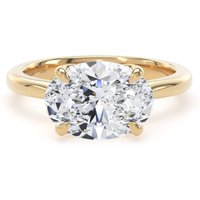 18ct Yellow Gold East-West 3.00cttw Oval Cut Lab Grown Diamond Solitaire Engagement Ring - Ring Size O