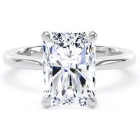 18ct White Gold 4.00cttw Radiant Cut Lab Grown Diamond Solitaire Engagement Ring - Ring Size G.5