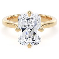 18ct Yellow Gold Compass Set 5.00cttw Radiant Cut Lab Grown Diamond Solitaire Engagement Ring - Ring Size L