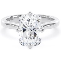 18ct White Gold Compass Set 4.00cttw Radiant Cut Lab Grown Diamond Solitaire Engagement Ring - Ring Size Q.5