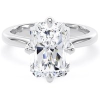 18ct White Gold Compass Set 5.00cttw Radiant Cut Lab Grown Diamond Solitaire Engagement Ring - Ring Size U
