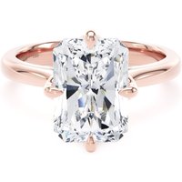 18ct Rose Gold Compass Set 5.00cttw Radiant Cut Lab Grown Diamond Solitaire Engagement Ring - Ring Size N