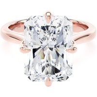 18ct Rose Gold Compass Set 7.00cttw Radiant Cut Lab Grown Diamond Solitaire Engagement Ring - Ring Size F