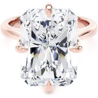 18ct Rose Gold Compass Set 10.00cttw Radiant Cut Lab Grown Diamond Solitaire Engagement Ring - Ring Size L