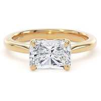 18ct Yellow Gold East-West 2.00cttw Radiant Cut Lab Grown Diamond Solitaire Engagement Ring - Ring Size V
