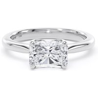 18ct White Gold East-West 1.50cttw Radiant Cut Lab Grown Diamond Solitaire Engagement Ring - Ring Size Q.5