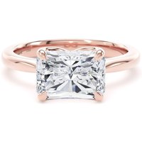 18ct Rose Gold East-West 3.00cttw Radiant Cut Lab Grown Diamond Solitaire Engagement Ring - Ring Size W