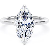 18ct White Gold 3.00cttw Marquise Cut Lab Grown Diamond Solitaire Engagement Ring - Ring Size S