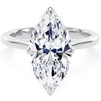 18ct White Gold 4.00cttw Marquise Cut Lab Grown Diamond Solitaire Engagement Ring - Ring Size G