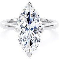 18ct White Gold 5.00cttw Marquise Cut Lab Grown Diamond Solitaire Engagement Ring - Ring Size G.5