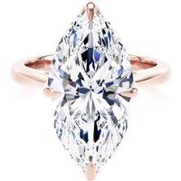 18ct Rose Gold 7.00cttw Marquise Cut Lab Grown Diamond Solitaire Engagement Ring - Ring Size H.5